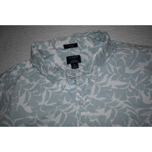 J Crew Dress Shirt Button Up Men Size XL Slim Flex Washed Blue Floral - Picture 4 of 6